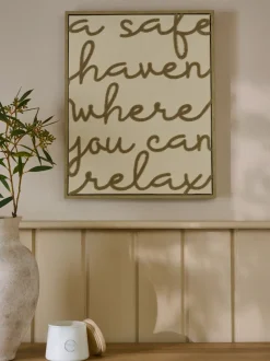 Canvassen En Kunst Voor Aan De Wand|Next Boucle Embroidered Relax Phrase Wall Art