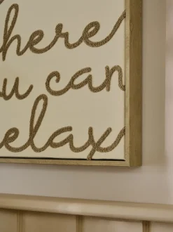 Canvassen En Kunst Voor Aan De Wand|Next Boucle Embroidered Relax Phrase Wall Art