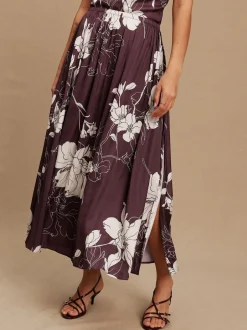 Rokken*Next Brdeauxrood/ecru - Kew Collection Satin Midi Skirt
