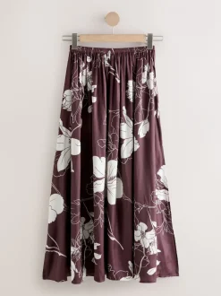 Rokken*Next Brdeauxrood/ecru - Kew Collection Satin Midi Skirt