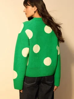 Gebreide Kleding|Next Bright Green Spot - Gebreide trui met ronde hals van wol