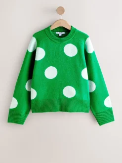 Gebreide Kleding|Next Bright Green Spot - Gebreide trui met ronde hals van wol