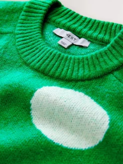 Gebreide Kleding|Next Bright Green Spot - Gebreide trui met ronde hals van wol