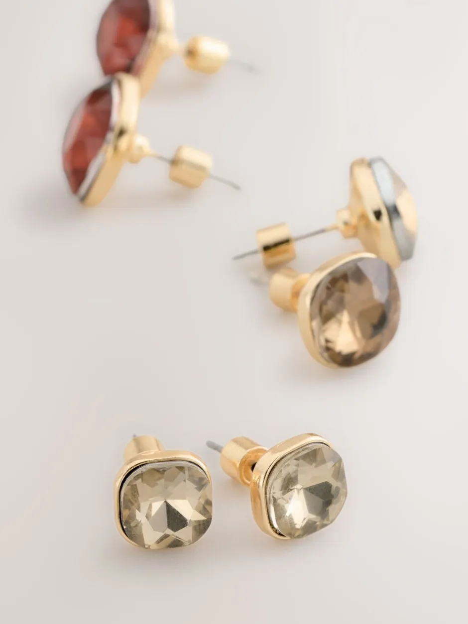 Sieraden|Next Brons - Jewel Stud Earrings 3 Pack