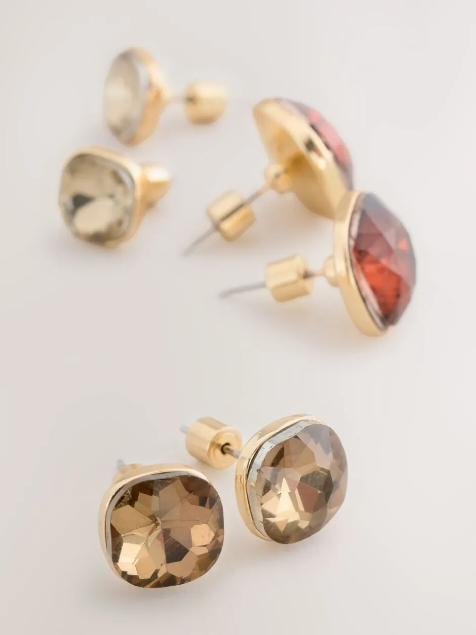 Sieraden|Next Brons - Jewel Stud Earrings 3 Pack