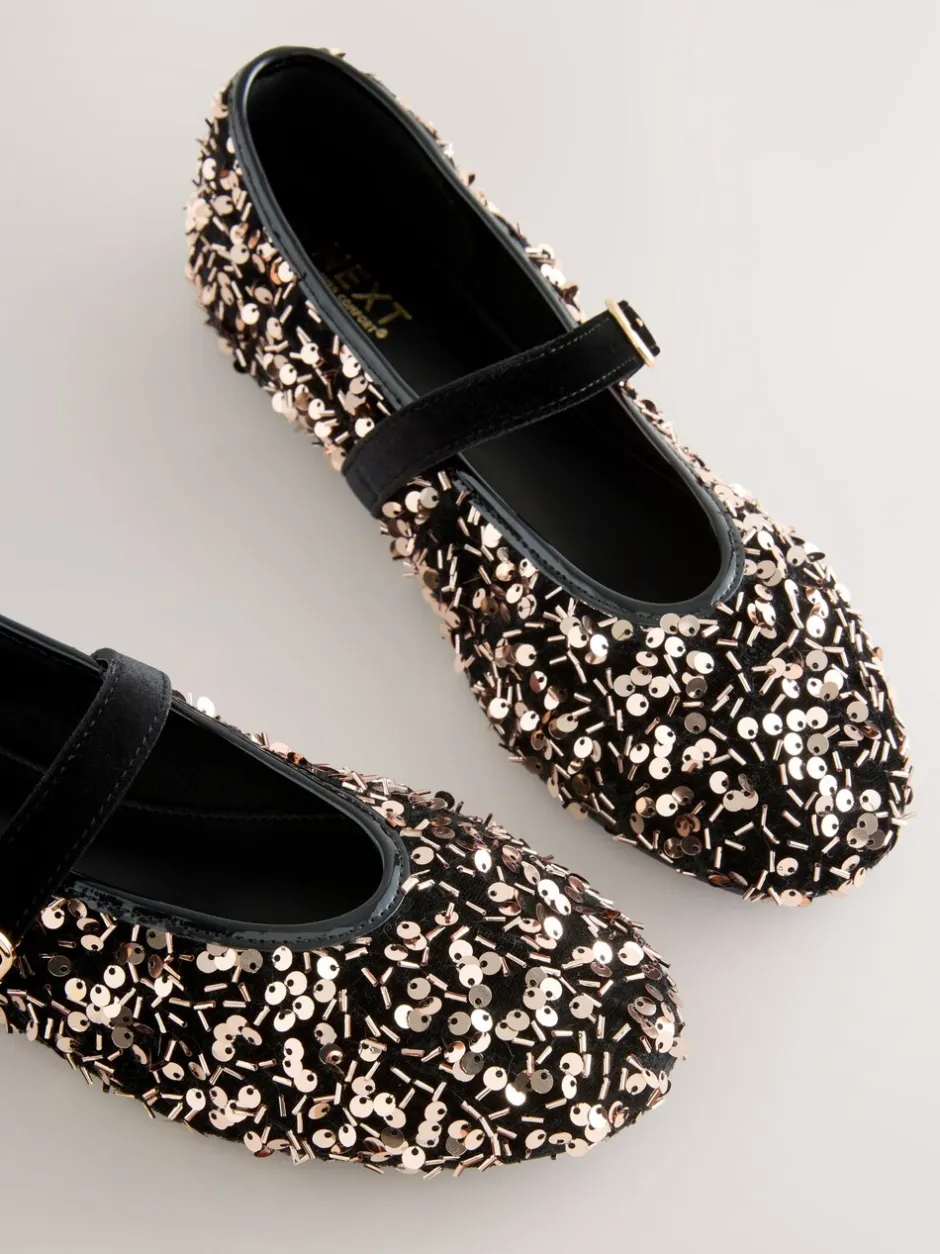 Lage Schoenen|Next - Mary Jane-schoenen met versierde pailletten van Forever Comfort® Brons