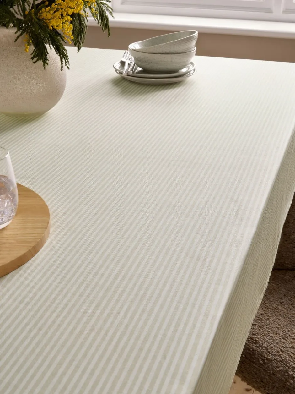 Tafellinnen En Placemats |Tafelgerei*Next Bronx Stripe Wipe Clean Tablecloth Natuurlijk