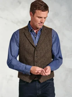 Vesten|Brook Taverner Harris Tweed Herringbone Waistcoat
