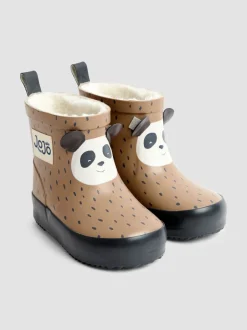 Laarzen|Laarzen*Jojo Maman Bébé - Short Cosy Lined Wellie Boot Brown Panda