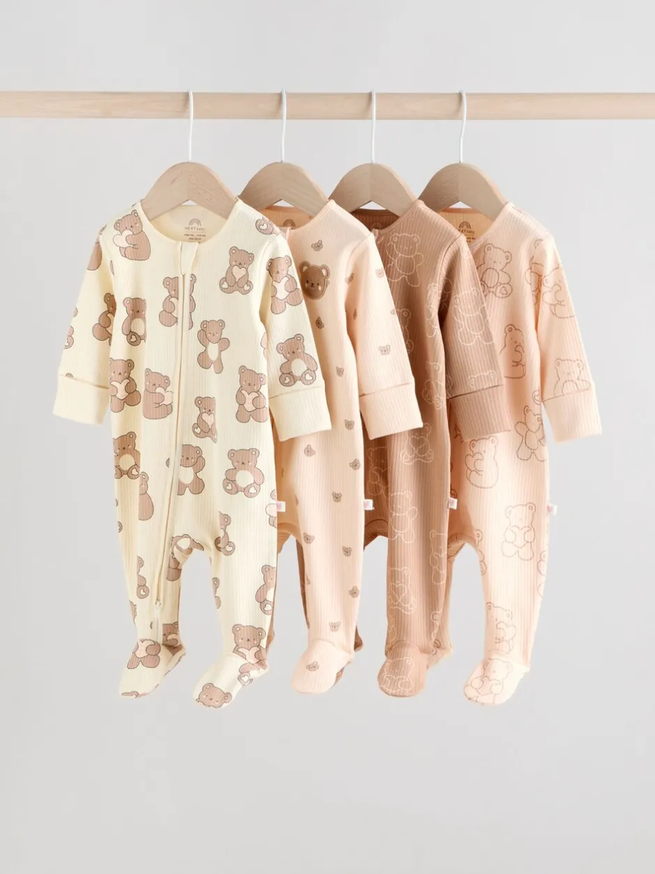 Babypakjes En Babypyjama's*Next Bruin - 4 Pack Baby-pyjama's met tweewegrits (0mnd -2jr)