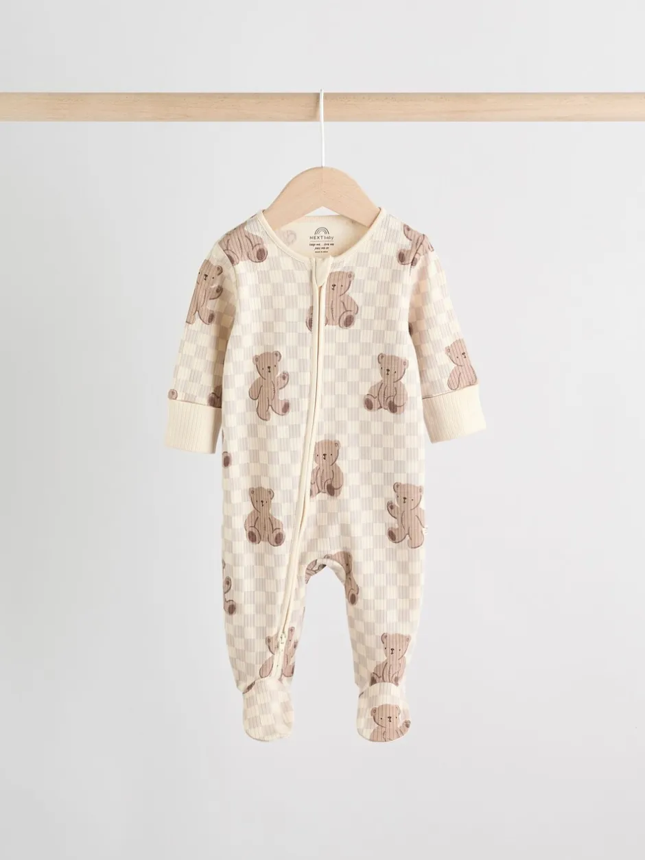 Multipacks|Babypakjes En Babypyjama's|Next Bruin - Bear Print baby slaappakjes met tweezijdige rits 4 -pack (0mnd -2jaar)