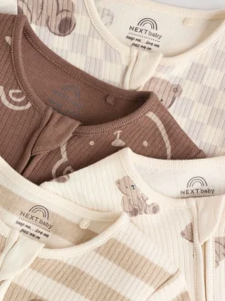 Multipacks|Babypakjes En Babypyjama's|Next Bruin - Bear Print baby slaappakjes met tweezijdige rits 4 -pack (0mnd -2jaar)