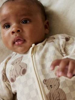 Multipacks|Babypakjes En Babypyjama's|Next Bruin - Bear Print baby slaappakjes met tweezijdige rits 4 -pack (0mnd -2jaar)