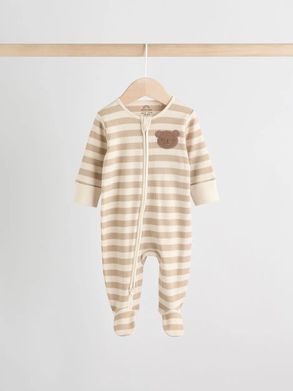 Multipacks|Babypakjes En Babypyjama's|Next Bruin - Bear Print baby slaappakjes met tweezijdige rits 4 -pack (0mnd -2jaar)