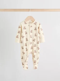 Multipacks|Babypakjes En Babypyjama's|Next Bruin - Bear Print baby slaappakjes met tweezijdige rits 4 -pack (0mnd -2jaar)
