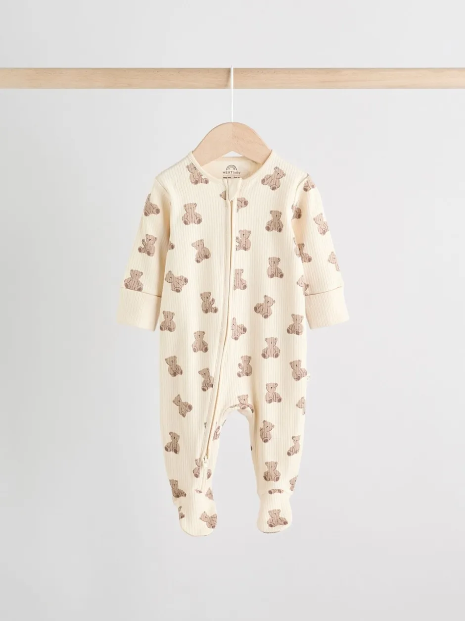 Multipacks|Babypakjes En Babypyjama's|Next Bruin - Bear Print baby slaappakjes met tweezijdige rits 4 -pack (0mnd -2jaar)