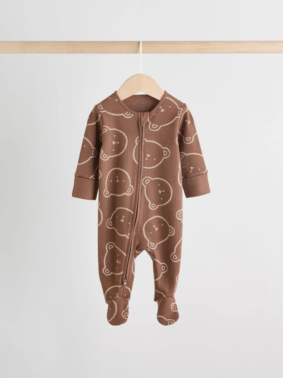 Multipacks|Babypakjes En Babypyjama's|Next Bruin - Bear Print baby slaappakjes met tweezijdige rits 4 -pack (0mnd -2jaar)