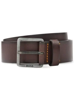Riemen En Bretels|BOSS - Baxton leren riem Bruin