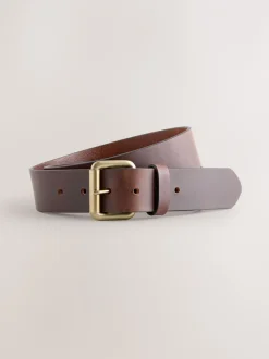Riemen En Bretels|Next Bruin - Casual leren riem met rolgesp