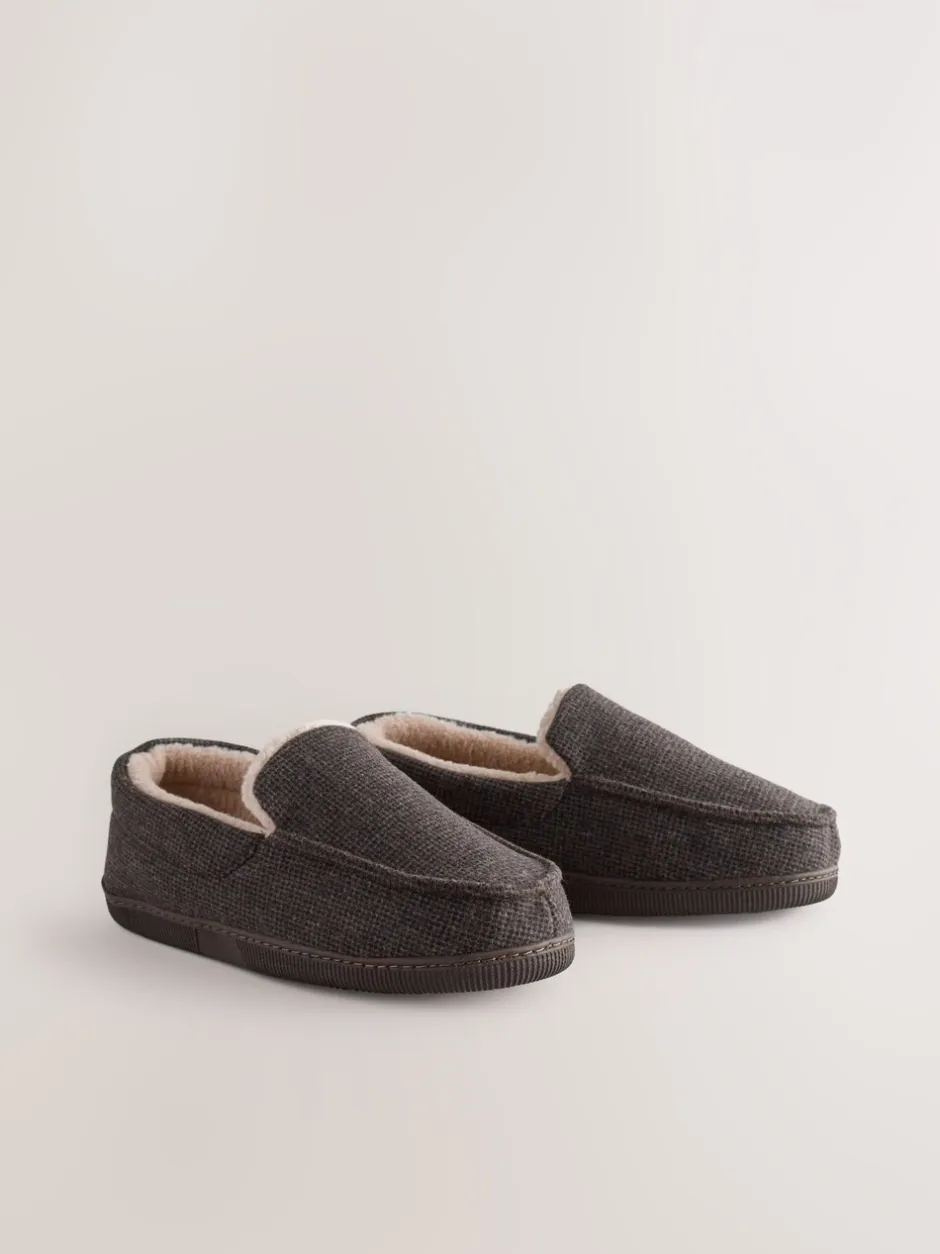 Pantoffels|Next - Closed Back Textured Slippers Bruin