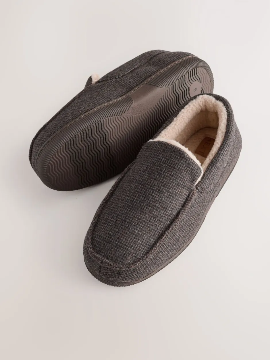 Pantoffels|Next - Closed Back Textured Slippers Bruin
