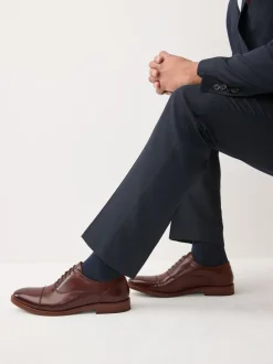 Formele Schoenen|Next - Contrast Sole Leather Oxford Toecap Shoes Bruin