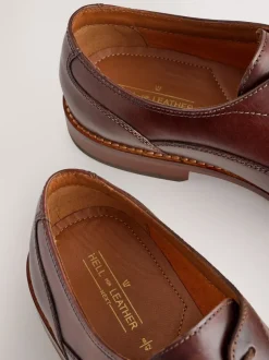 Formele Schoenen|Next - Contrast Sole Leather Oxford Toecap Shoes Bruin