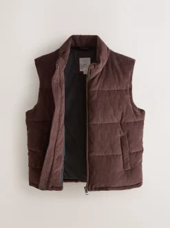 Jassen En Jacks|Next Bruin - Corduroy gewatteerde bodywarmer