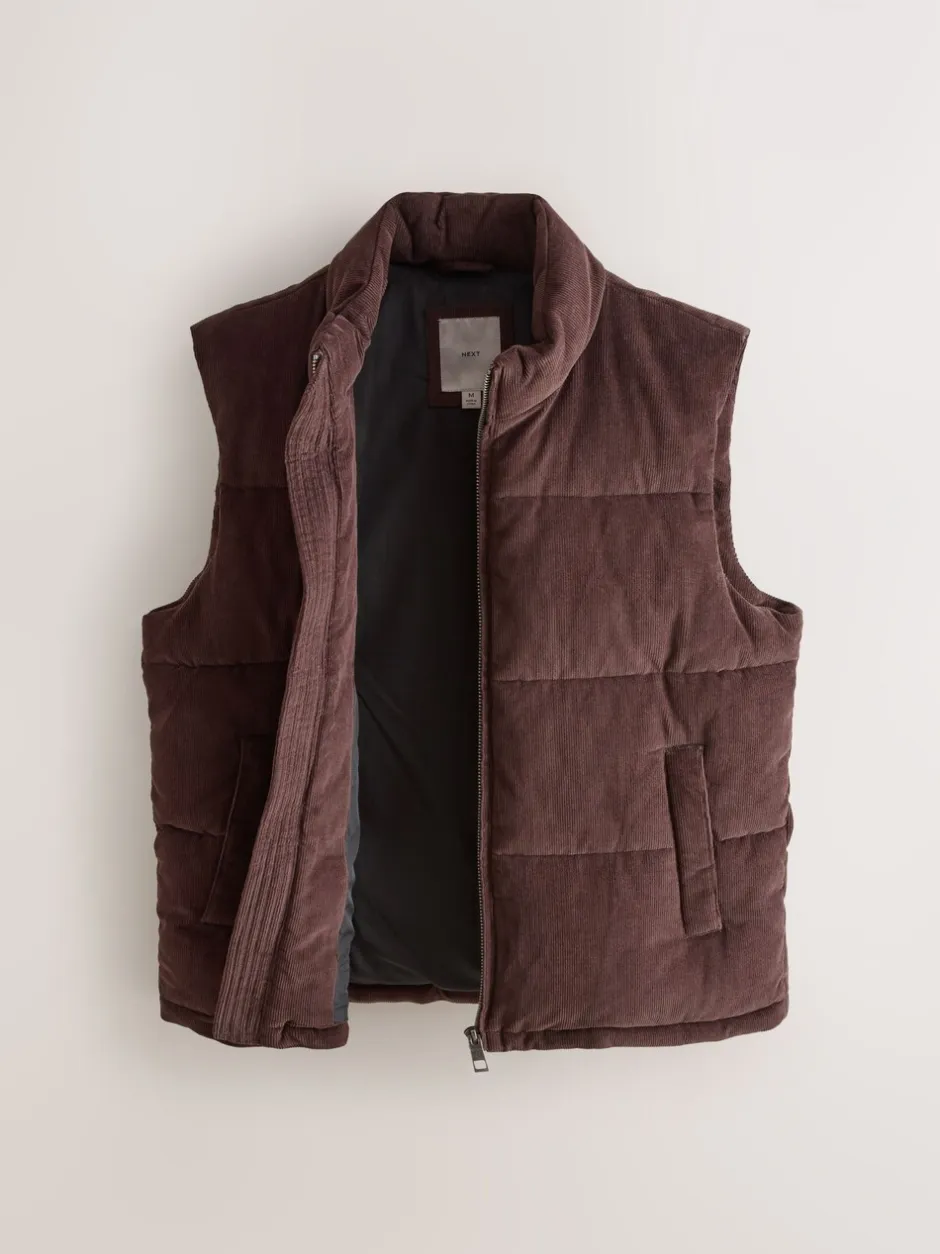 Jassen En Jacks|Next Bruin - Corduroy gewatteerde bodywarmer