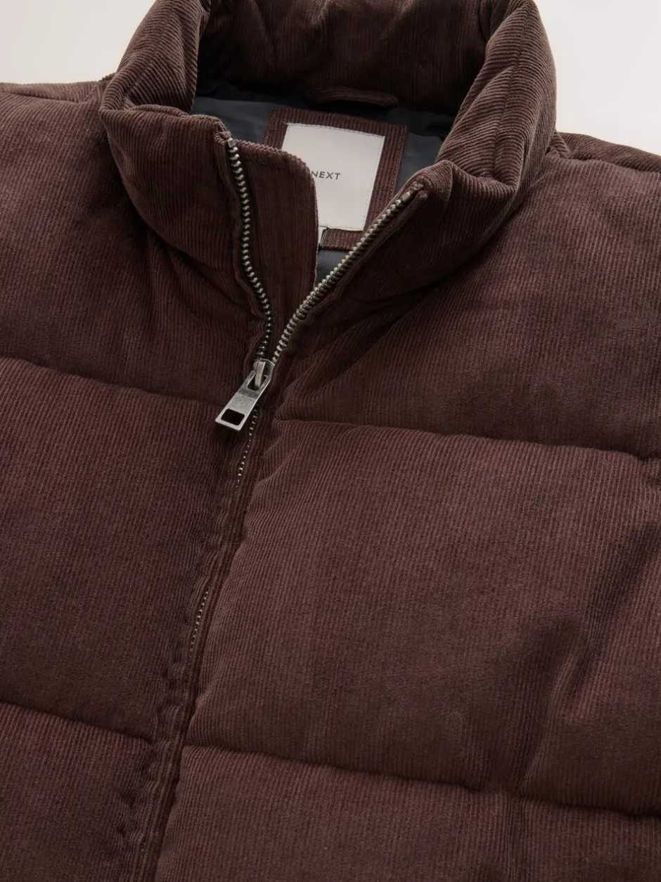 Jassen En Jacks|Next Bruin - Corduroy gewatteerde bodywarmer
