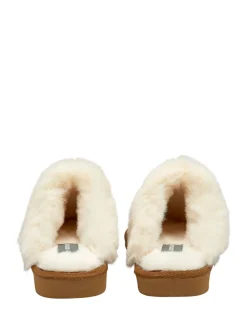 Pantoffels*Dunlop - Faux Suede Mule Slippers Fur Collar Bruin
