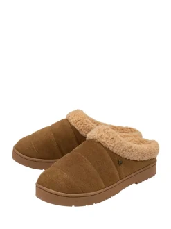 Pantoffels|Dunlop - Suede Mule Slippers Bruin