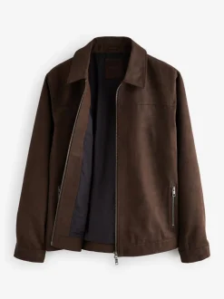 Blazers En Business-Jasjes*Next - Faux Suede Zip Through Collared Shacket Bruin