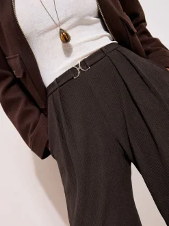 Kostuums En Werkkleding|Friends Like These - Crinkle Jersey Wide Leg Trousers with Buckle Front Bruin
