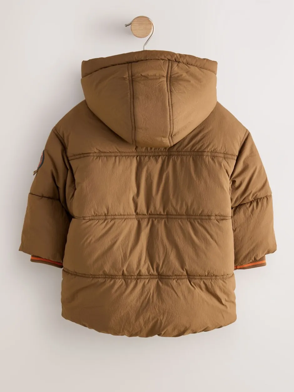 Schoolkleding|Jassen, Jacks En Kinderwagenpakjes|Next - Gewatteerde, regenbestendige jas met borgvoering (3mnd-7jr) Bruin