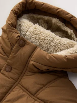 Schoolkleding|Jassen, Jacks En Kinderwagenpakjes|Next - Gewatteerde, regenbestendige jas met borgvoering (3mnd-7jr) Bruin