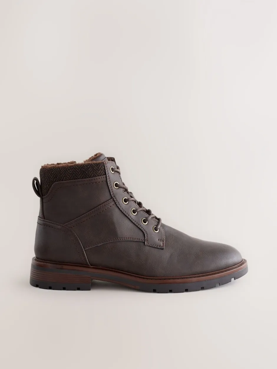 Boots|Next - Hoge borggevoerde laarzen met rits Bruin