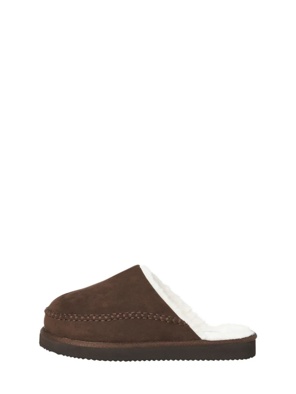 Pantoffels*JACK & JONES - Fleece Lined Stitch Detail Mule Slippers Bruin