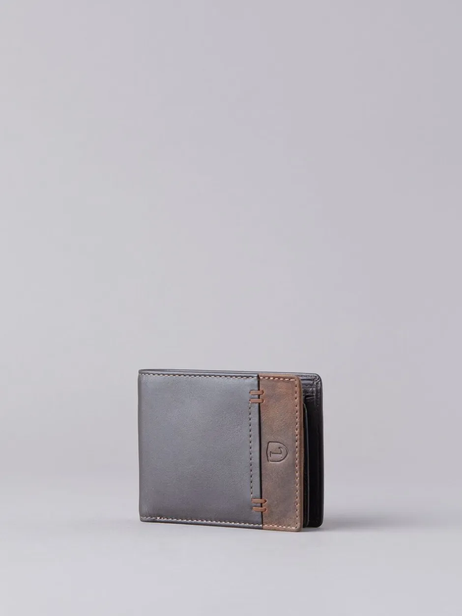 Portemonnees*Lakeland Leather Bruin - Lakeland leren dubbelgevouwen portemonnee met stiksels