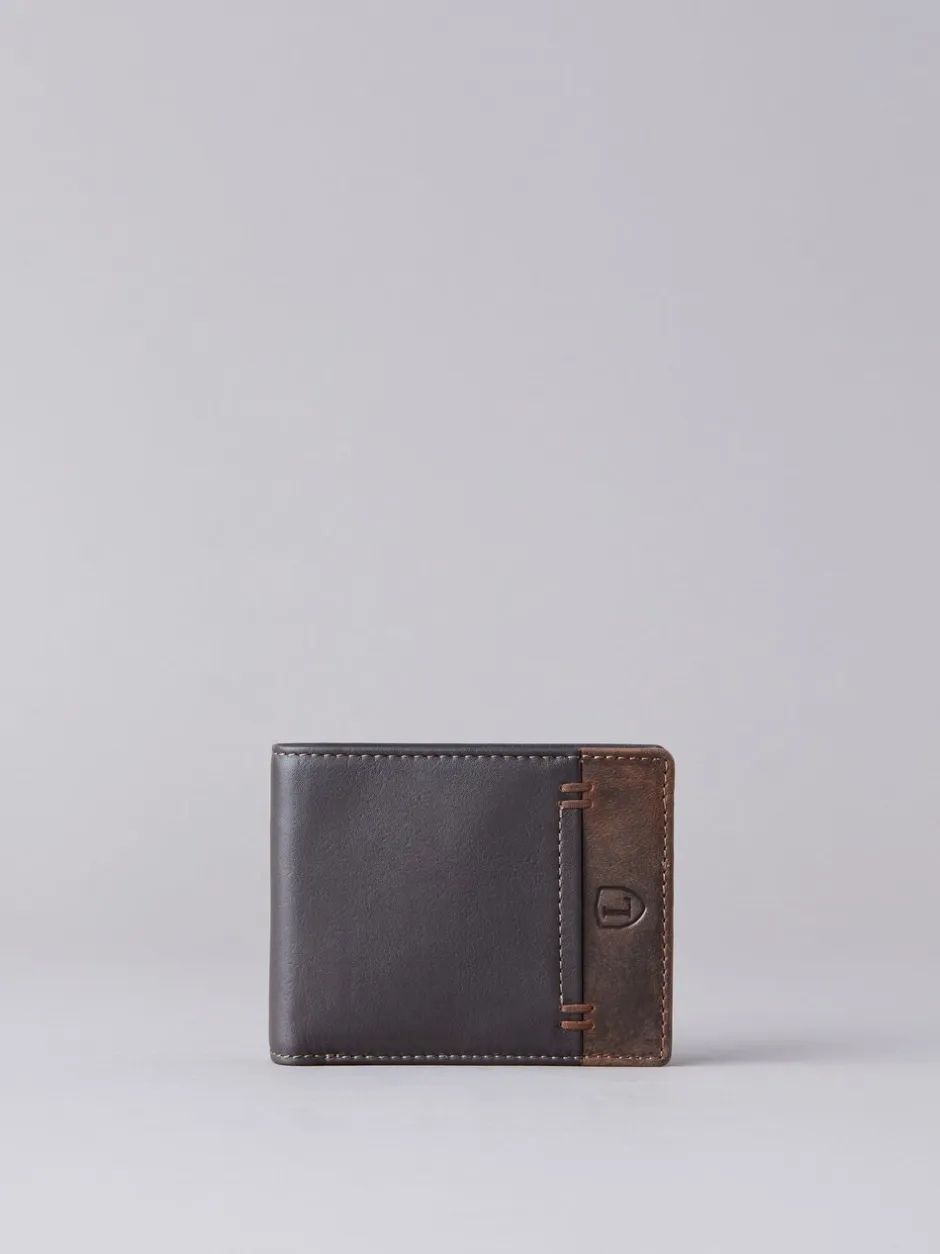 Portemonnees*Lakeland Leather Bruin - Lakeland leren dubbelgevouwen portemonnee met stiksels