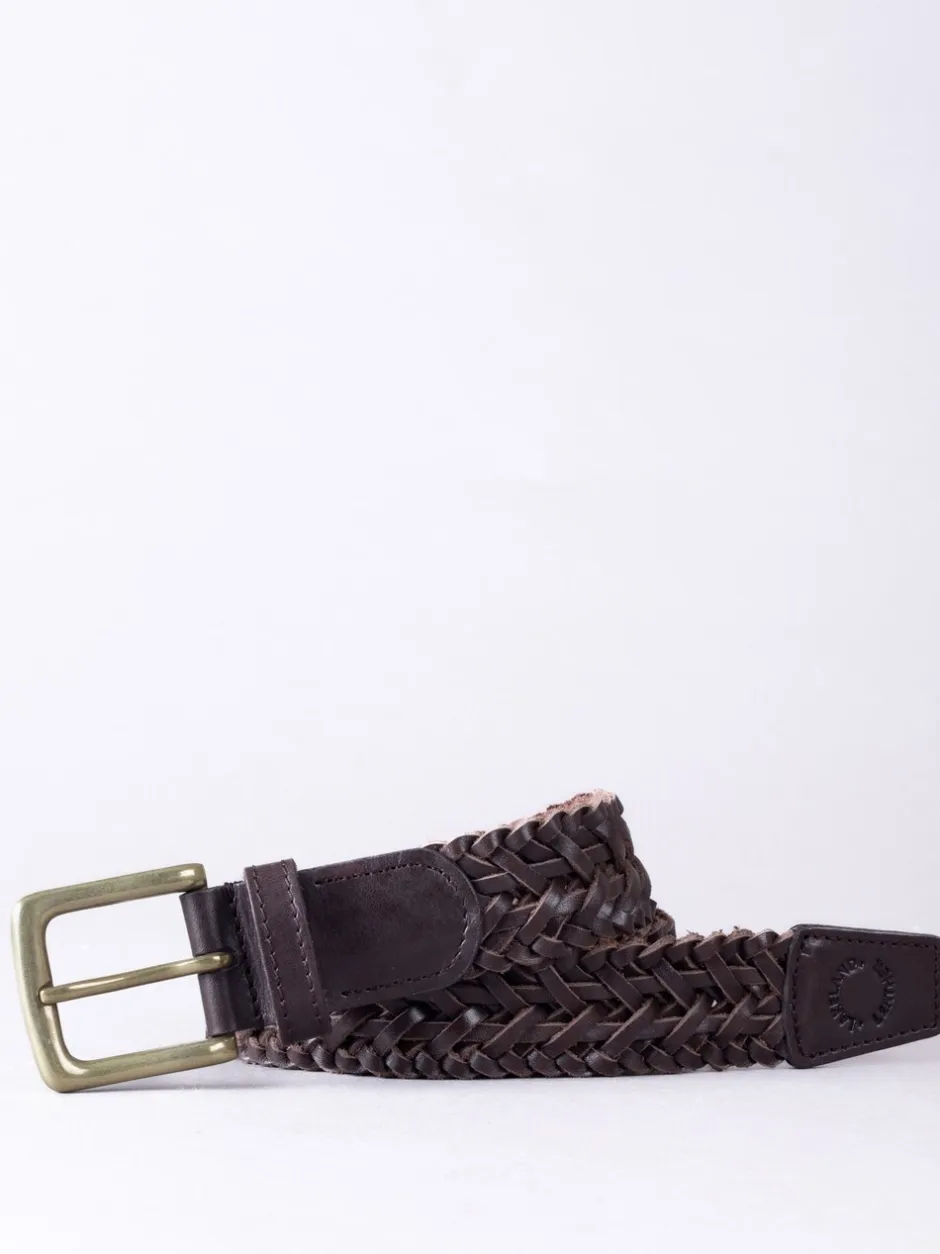 Riemen En Bretels*Lakeland Leather - Lakeland leren gevlochten Howbeck riem Bruin