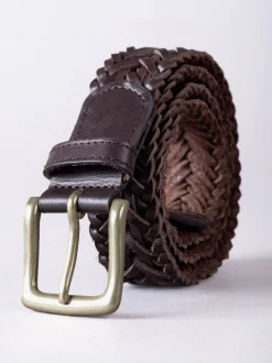 Riemen En Bretels*Lakeland Leather - Lakeland leren gevlochten Howbeck riem Bruin