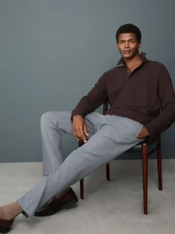 Poloshirts|Next - Lange mouwen - Polo met lange mouwen en wafeltextuur Bruin