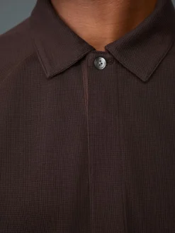 Poloshirts|Next - Lange mouwen - Polo met lange mouwen en wafeltextuur Bruin