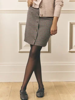 Rokken*Laura Ashley - Dogtooth Check Mini Skirt with Wool Bruin