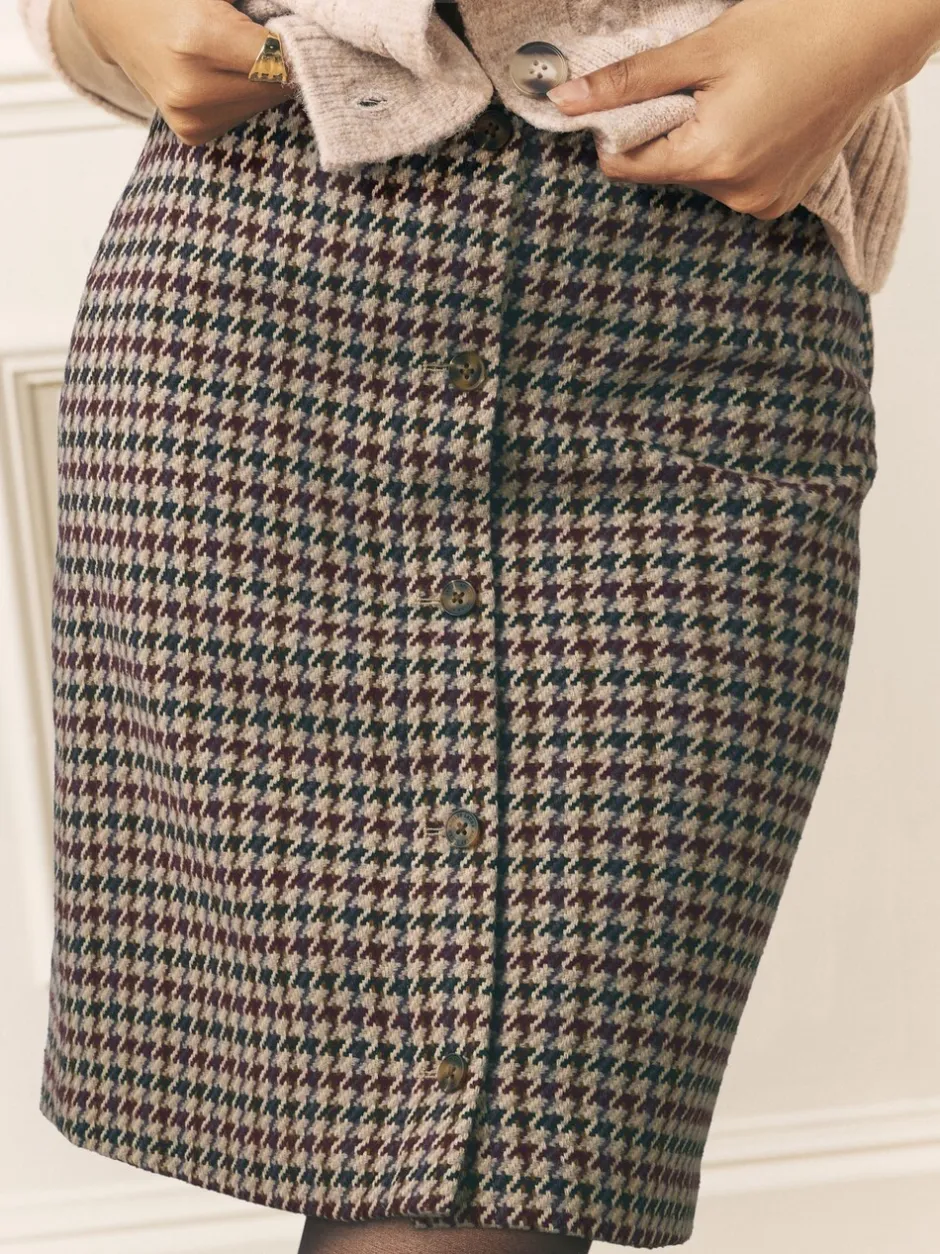 Rokken*Laura Ashley - Dogtooth Check Mini Skirt with Wool Bruin