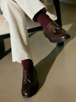 Schoenen|Next - Leren instapper met kwastje Bruin