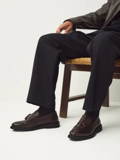 Schoenen|Next - Leren instapper met kwastje Bruin