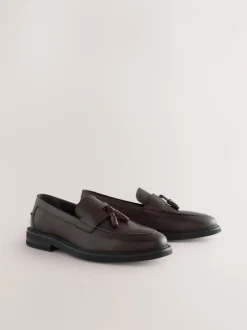 Schoenen|Next - Leren instapper met kwastje Bruin