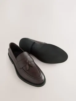 Schoenen|Next - Leren instapper met kwastje Bruin